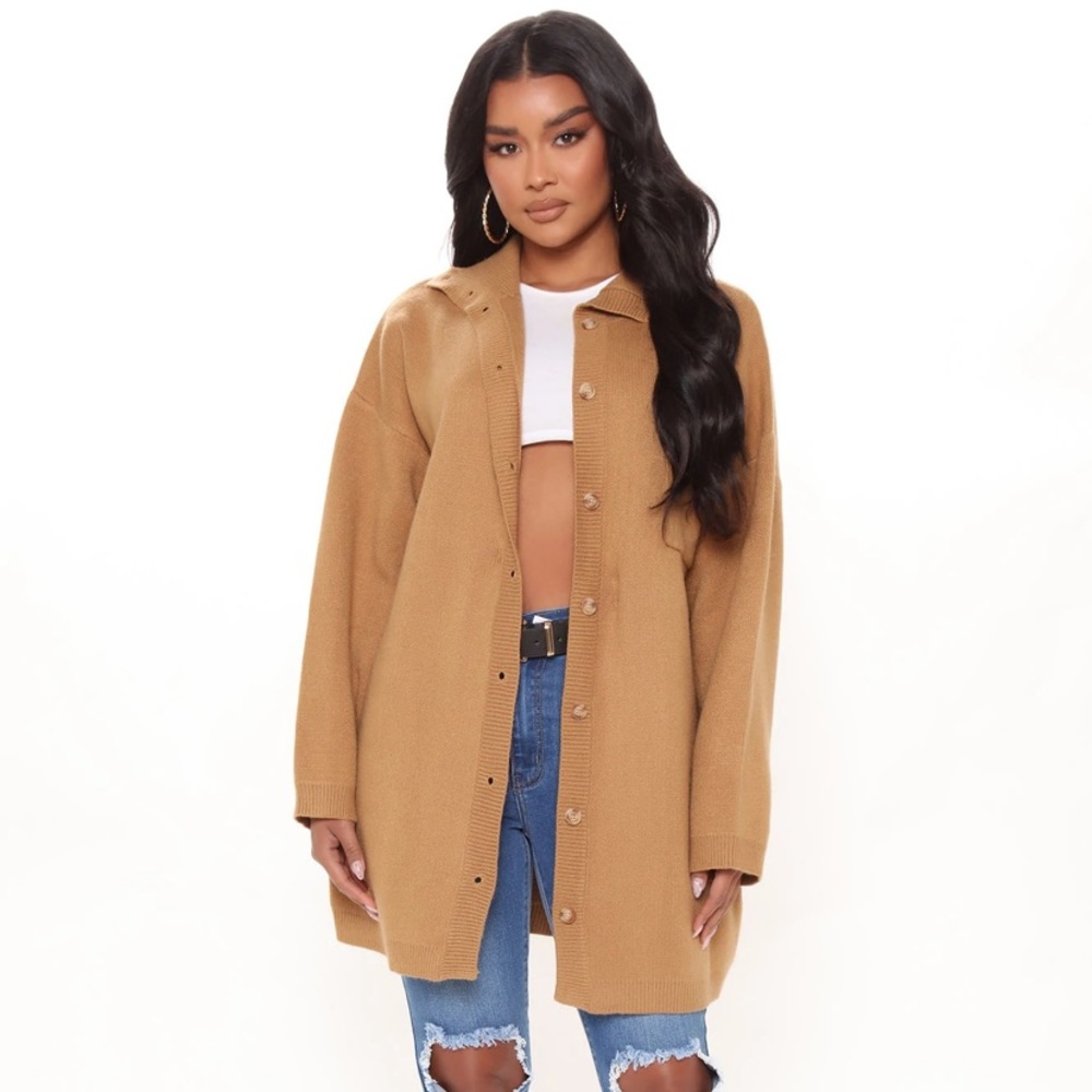 Tan Oversized Cardigan